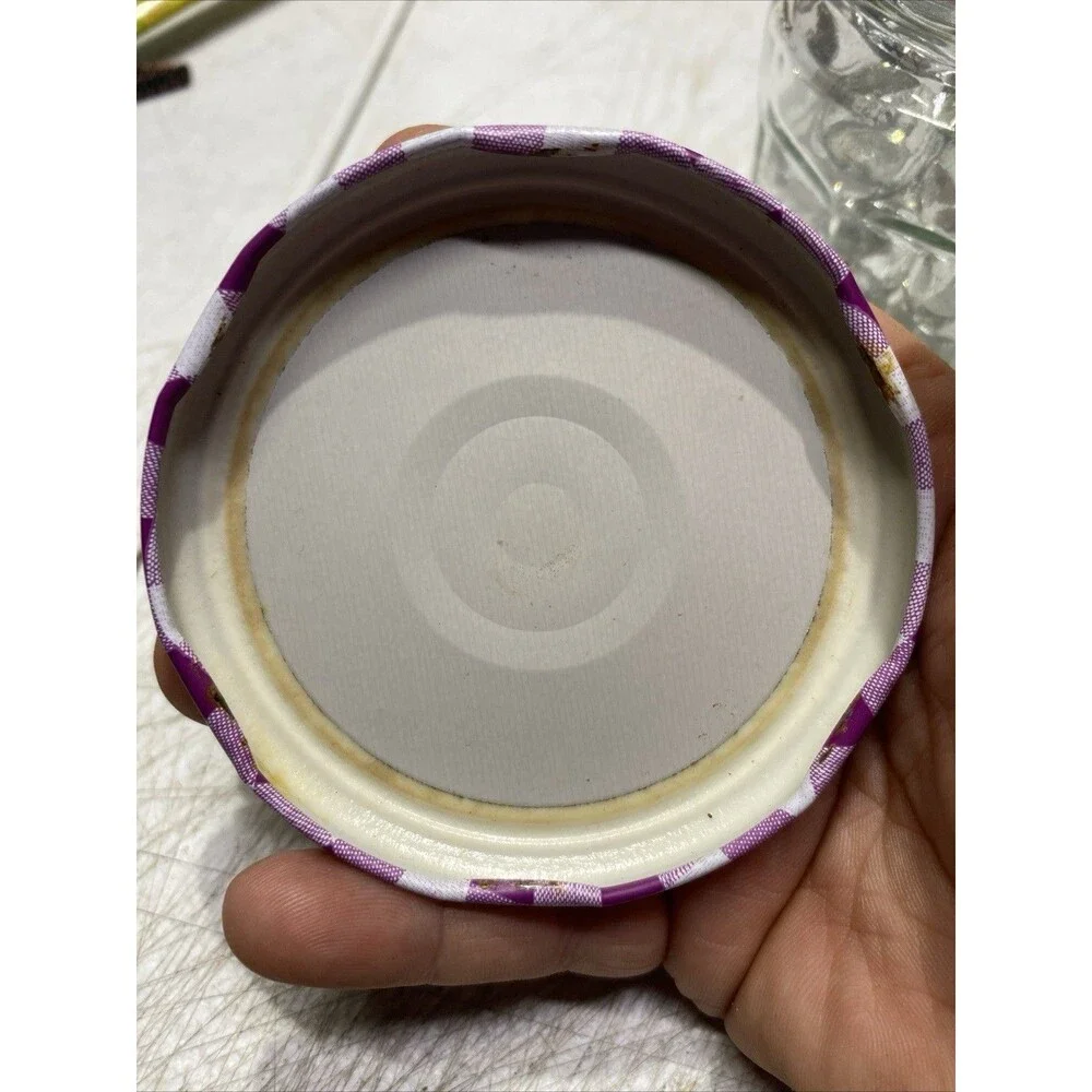 Bonne Maman Empty Jar Gingham Purple Lid 3.5